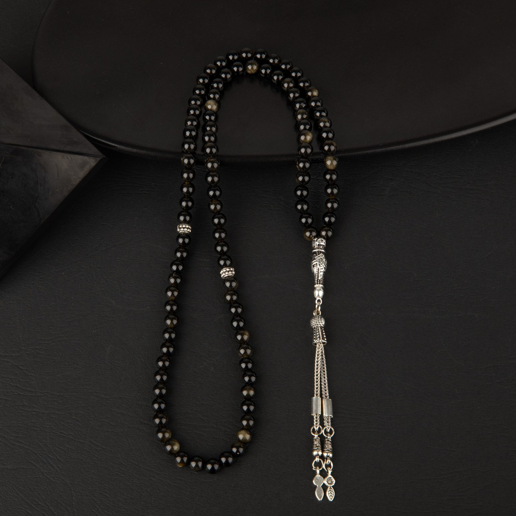 Golden Obsidyen Doğal Taş Tesbih 99luk - 6mm