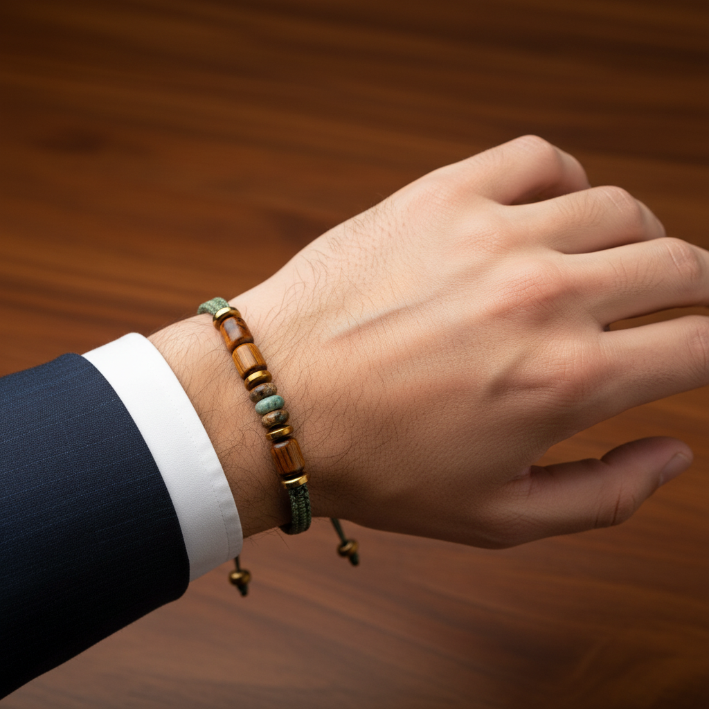 Hint Akik, Kaplan Gözü & Hematit Doğal Taş Erkek Tasarım Bileklik – Özel Tasarım