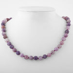 Lepidolit 8 mm Düğümlü Doğal Taş Kolye