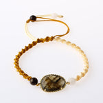 Labradorit-Ay Taşı Doğal Taş Makrome Örgü Bileklik