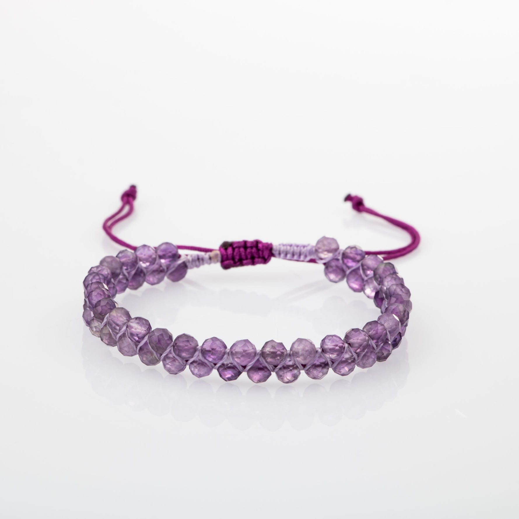 Ametist 3-4mm Çift Sıra Doğal Taş Bileklik