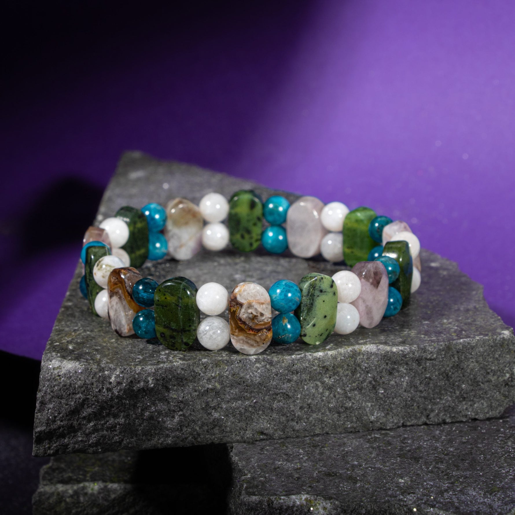 Balık Burcu Bileklik Ametist, Ay Taşı, Mavi Apatit, Yeşim