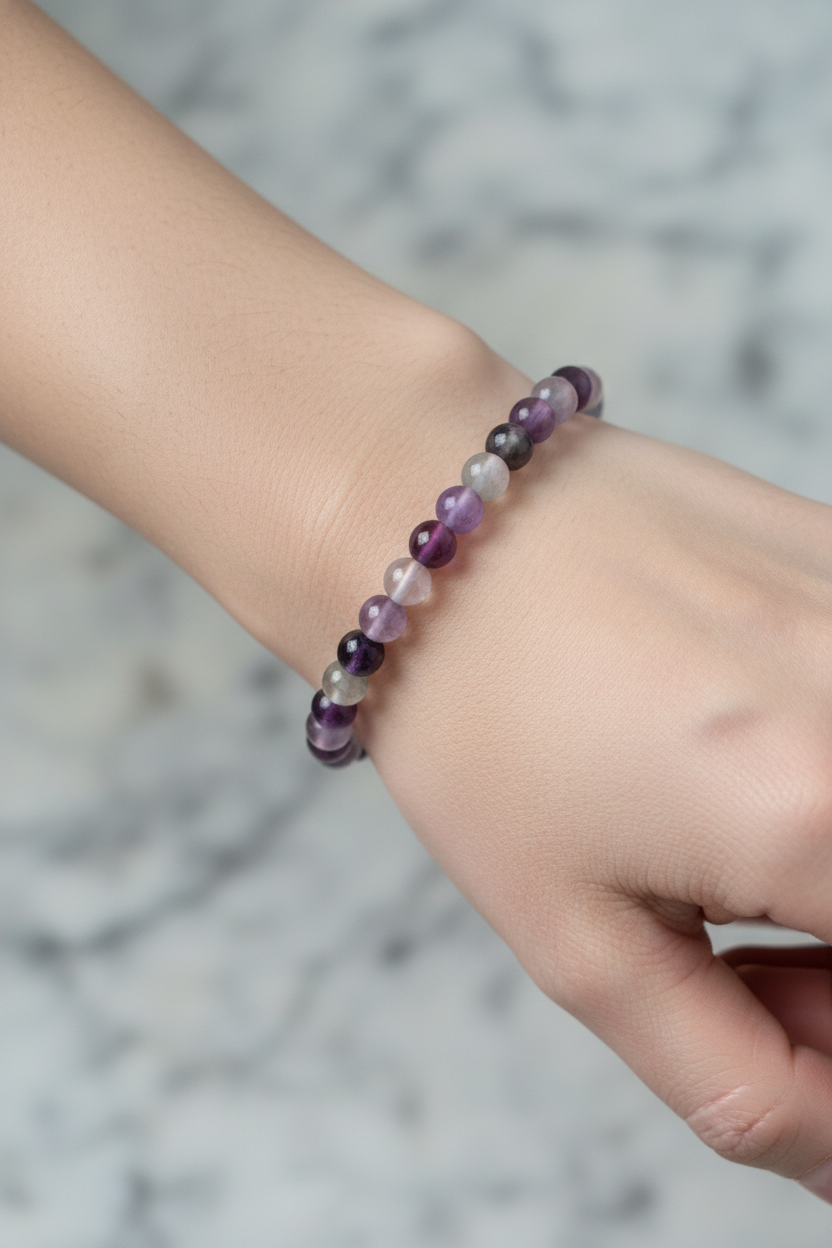 Mor Florit 6mm Doğal Taş Bileklik