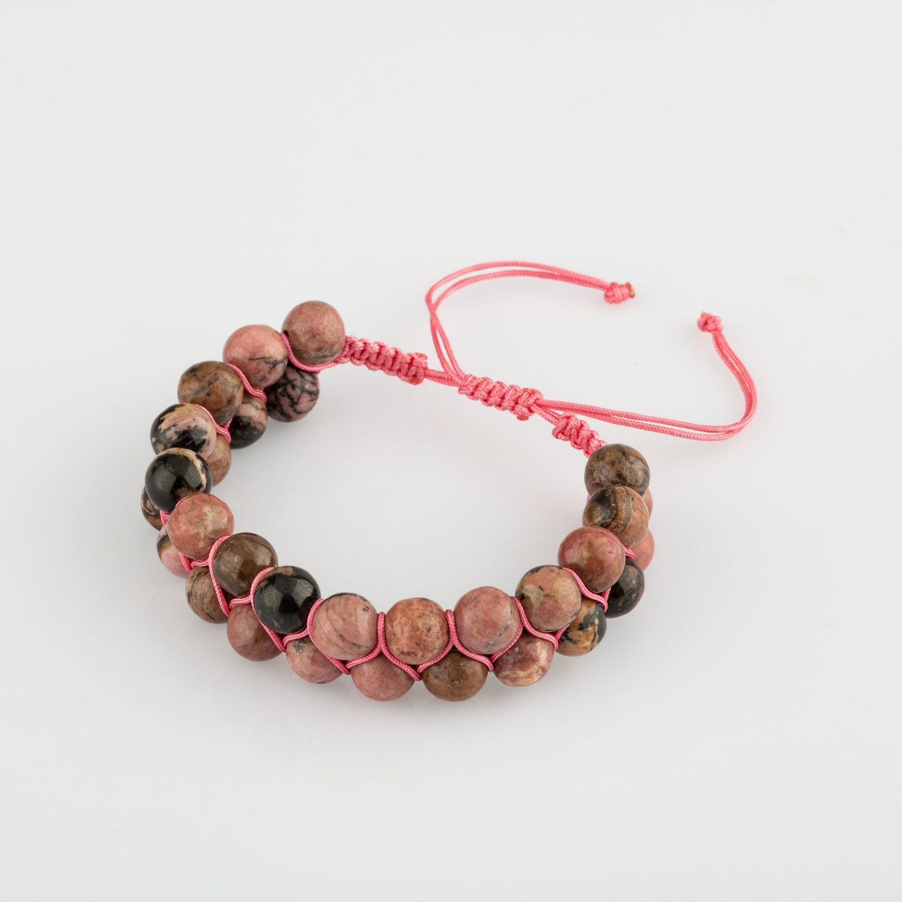 Rodonit 8mm Çift Sıra Makrome Doğal Taş Bileklik