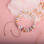 Pembe Opal-Mavi Akik Altın Kaplama Doğal Taş Bileklik