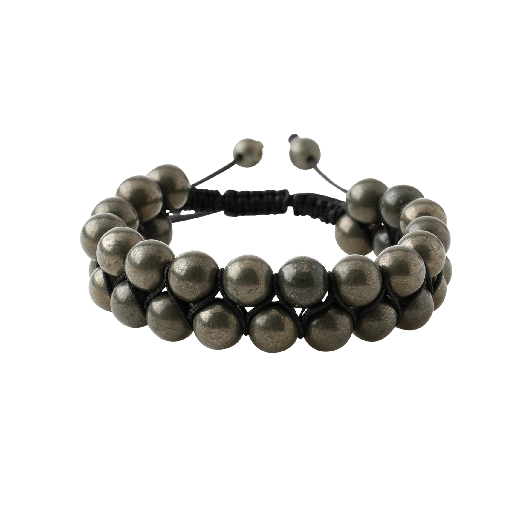 Pirit 8mm Çift Sıra Makrome Doğal Taş Bileklik