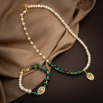 Mozaik Turkuaz Firuza Taşlı-İnci Doğal Taş Gümüş Kolye Bileklik Seti