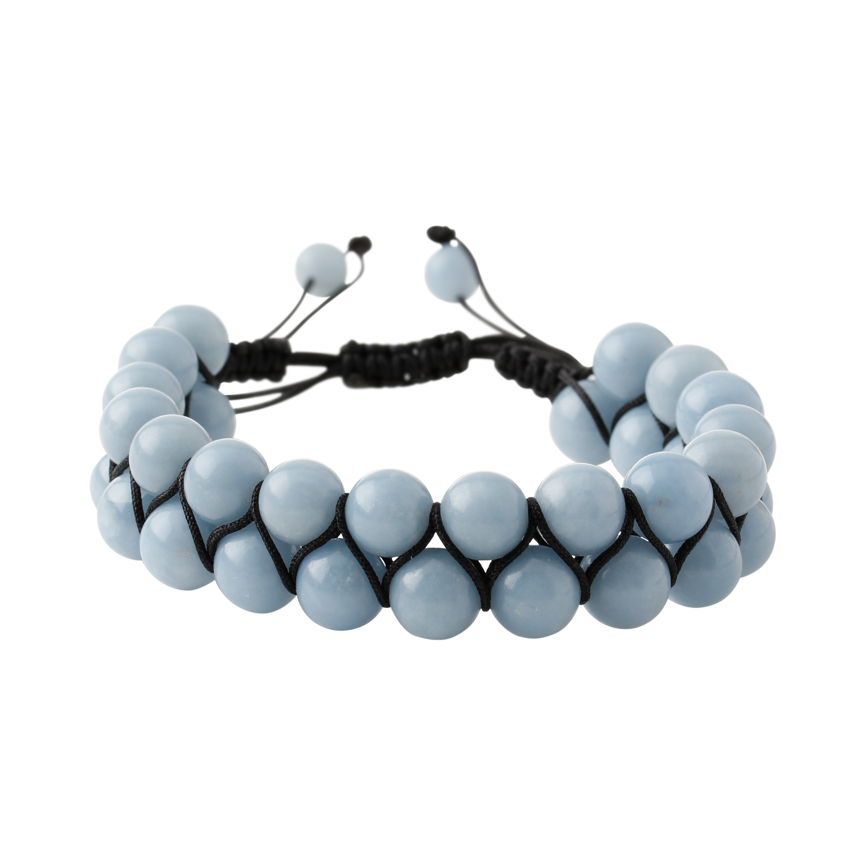 Anjelit 8mm Çift Sıra Makrome Doğal Taş Bileklik