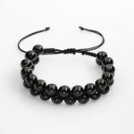 Siyah Göz Akik 8mm Çift Sıra Makrome Doğal Taş Bileklik