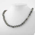 Labradorit 8 mm Düğümlü Doğal Taş Kolye