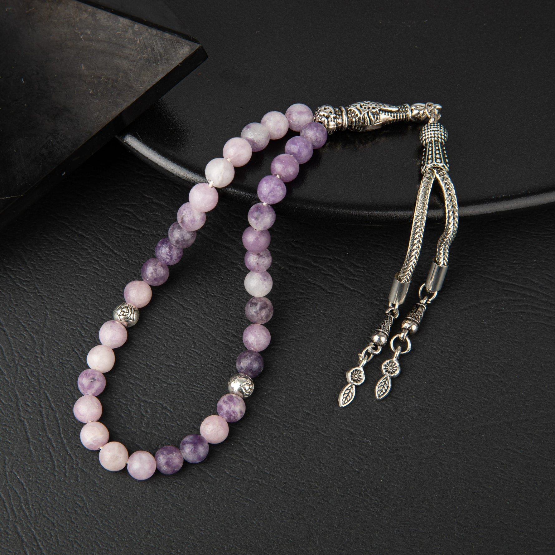 Lepidolit Doğal Taş Tesbih 33lük - 6mm