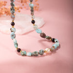 Larimar-Lal-Hematit-İnci-Ay Taşı Altın Kaplama Doğal Taş Kolye