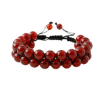 Kırmızı Akik 8mm Çift Sıra Makrome Doğal Taş Bileklik