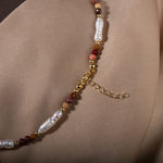 İnci-Jasper Doğal Taş Gümüş Kolye