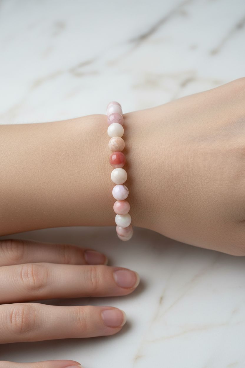 Opal Pembe 10mm Doğal Taş Bileklik