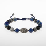 Lapis Lazuli Doğal Taş Tasarım Gümüş Bileklik- 20-21cm