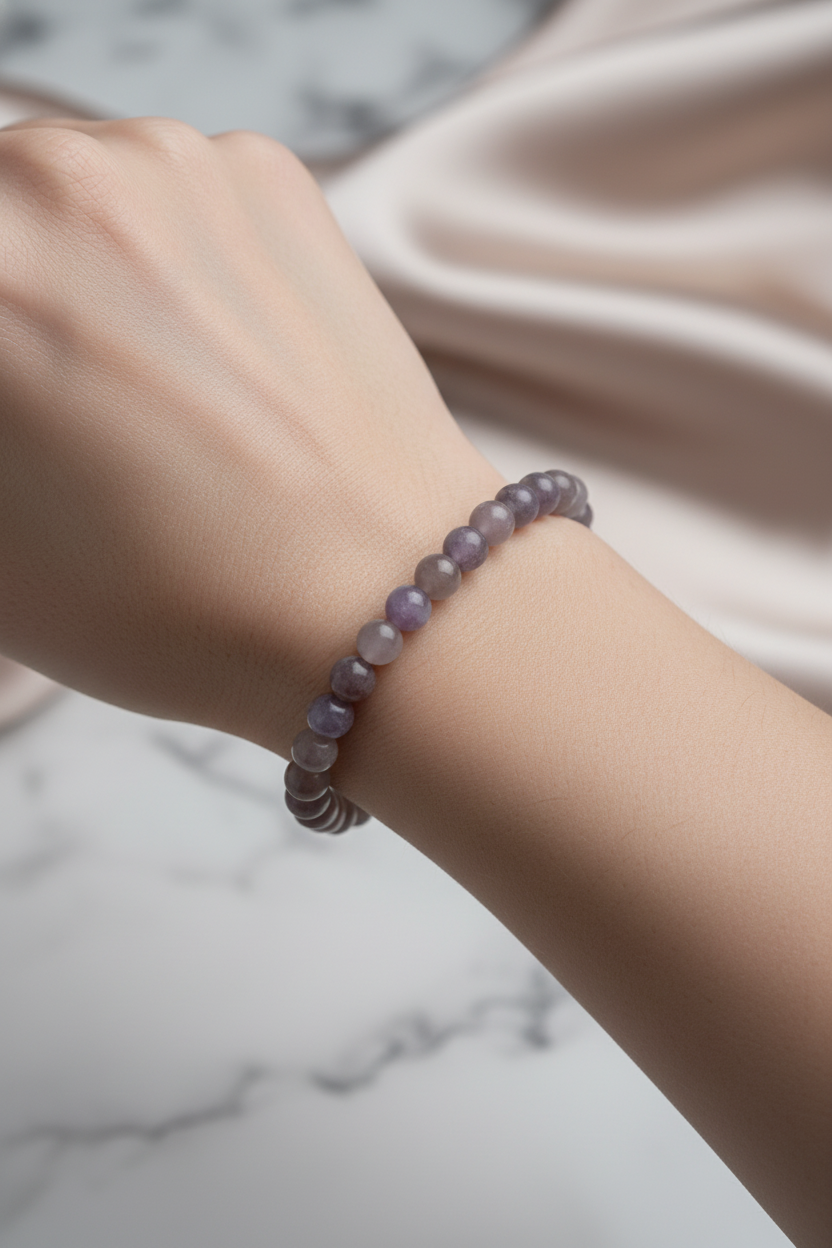 Lepidolit 6mm Doğal Taş Bileklik