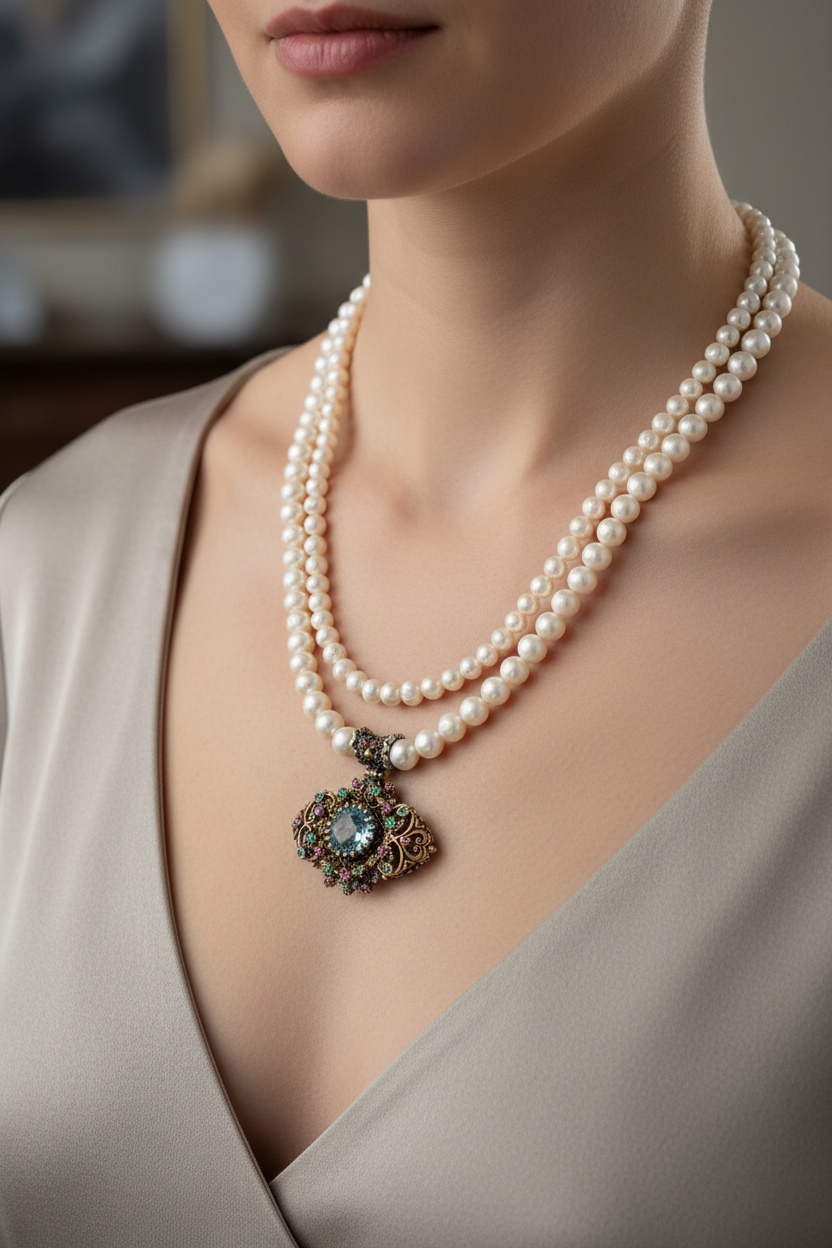 İnci Doğal Taş El İşlemesi Koleksiyon Topaz Kolye – Özel Tasarım