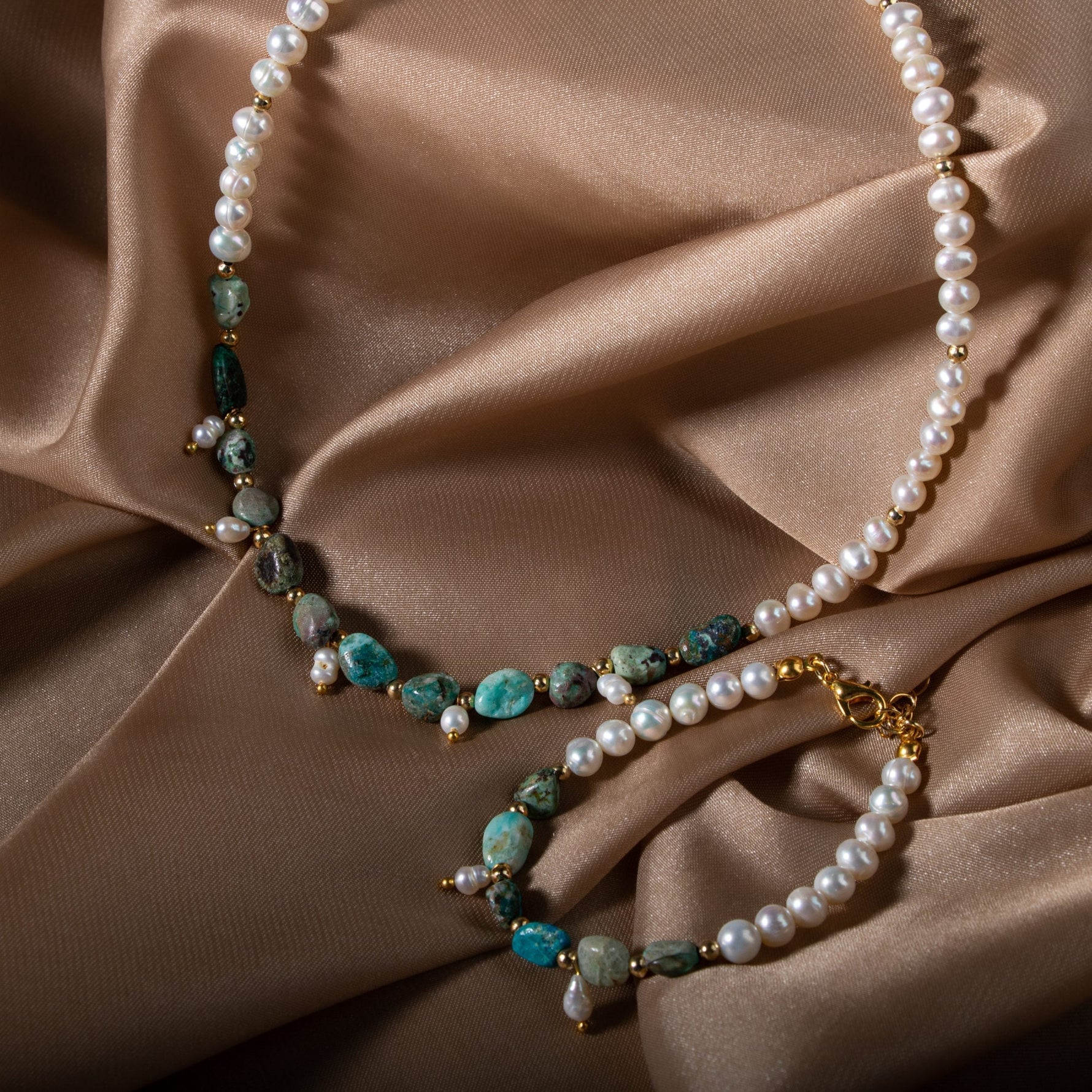 İnci-Krizokol Doğal Taş Takı Seti