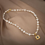 Lapis Lazuli Taşlı İnci Doğal Taş Gümüş Tasarım Kolye - 54cm