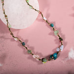 Boğa Burcu Kolye Kalsedon, Kiyanit, Krizopras, Mavi Apatit, Pembe Kuvars, Renkli Turmalin, Yeşil Aventurin