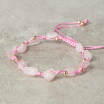 Pembe Kuvars (Gül Kuvars) Natürel Kesim Doğal Taş Makrome Bileklik
