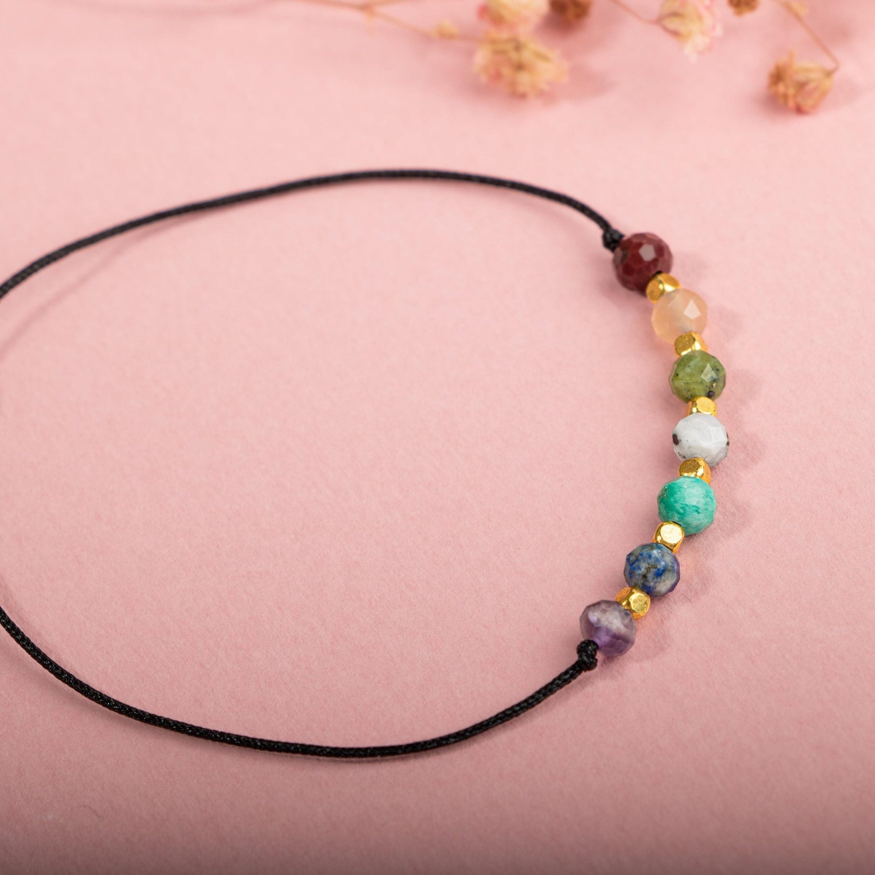 Çakra-Jasper-Yeşim-Amazonit-Lapis Lazuli-Güneş Taşı-Ametist-Ay Taşı Doğal Taş Bileklik