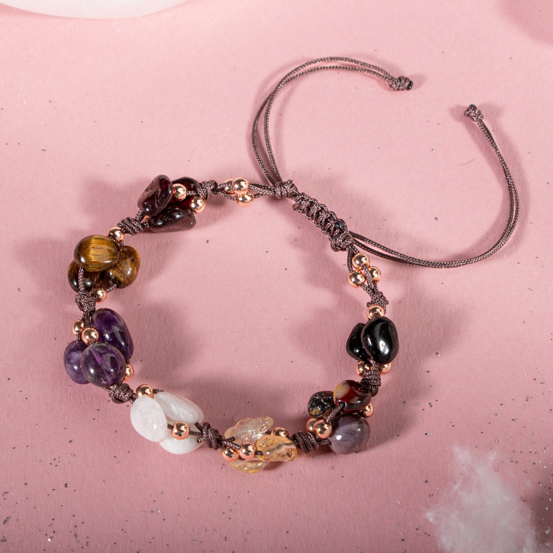 Akrep Burcu Bileklik Ametist, Ay Taşı, Bordo Granat Lal, Jasper, Kaplan Gözü, Sitrin, Siyah Turmalin