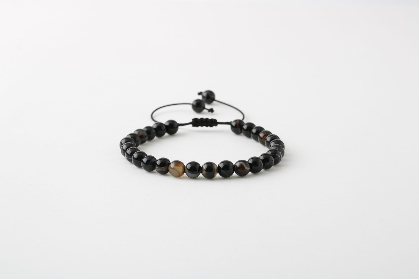 Siyah Göz Akik 6mm Merdiven Kapama Doğal Taş Bileklik