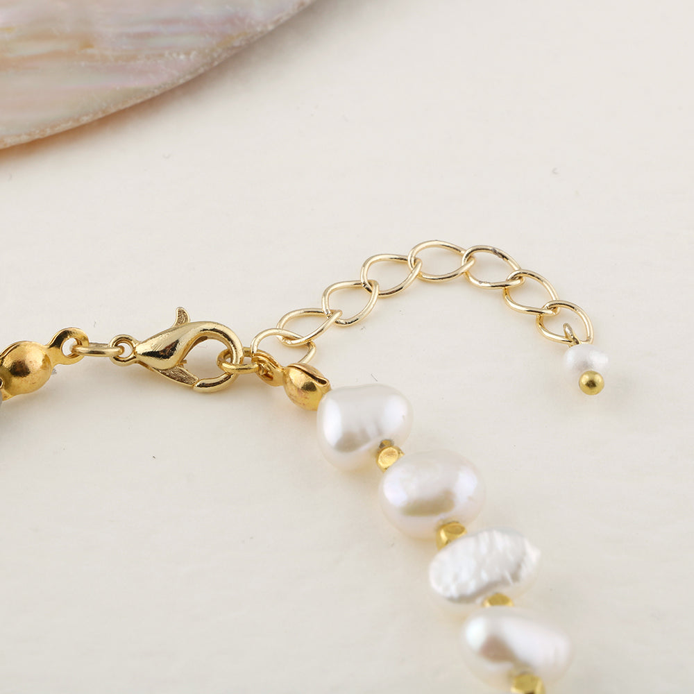 İnci-Labradorit Altın Kaplama Kapama Doğal Taş Bileklik