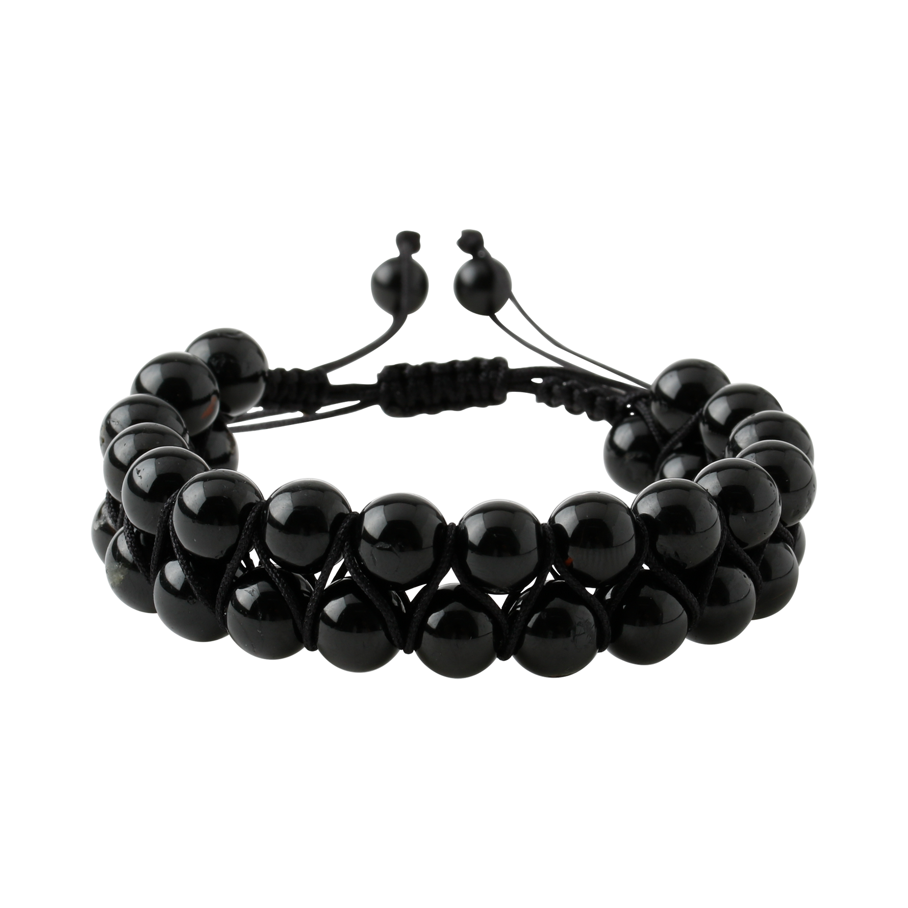 Siyah Turmalin 8mm Çift Sıra Makrome Doğal Taş Bileklik