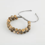 Fosil Mercan 8mm Çift Sıra Makrome Doğal Taş Bileklik