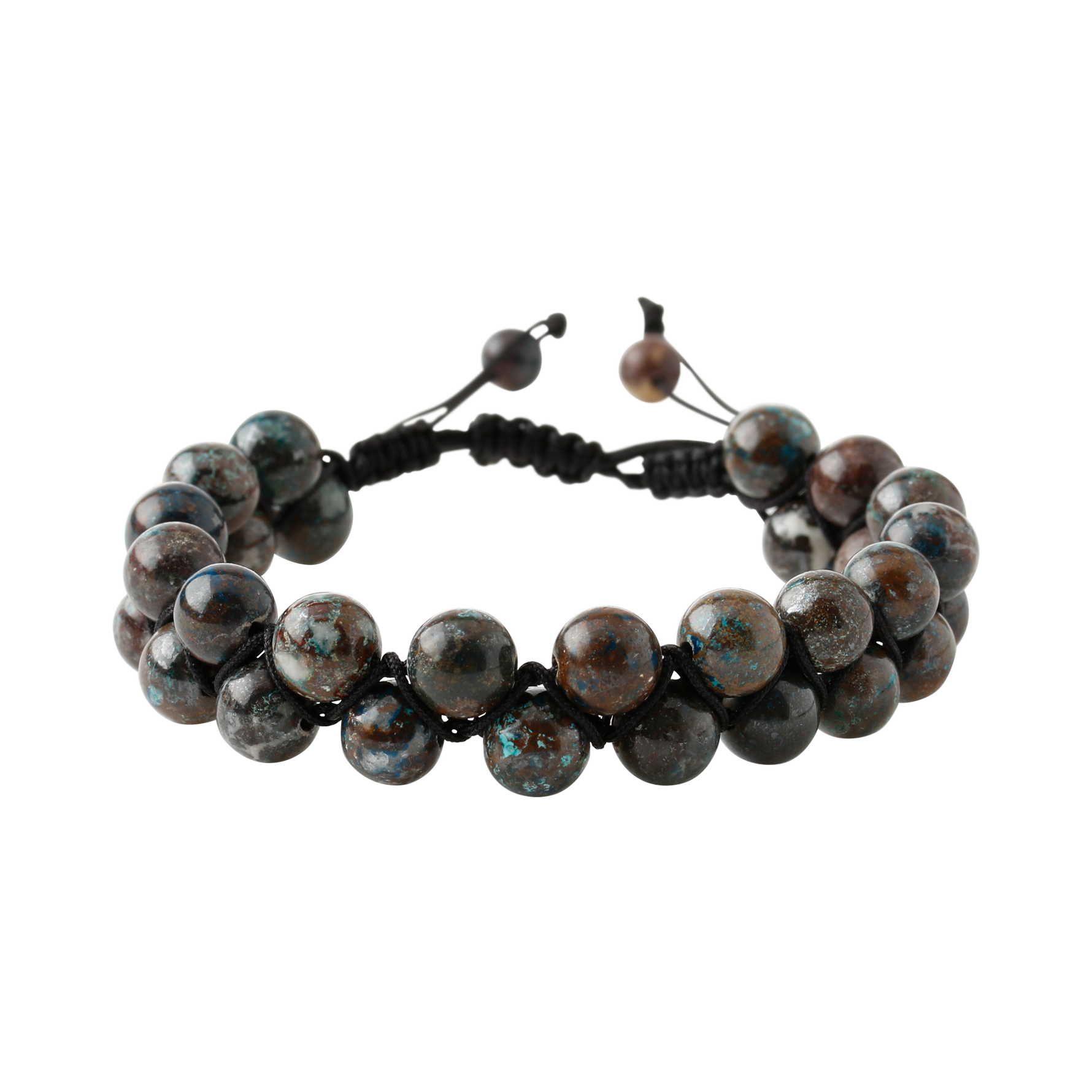 Azurit 8mm Çift Sıra Makrome Doğal Taş Bileklik