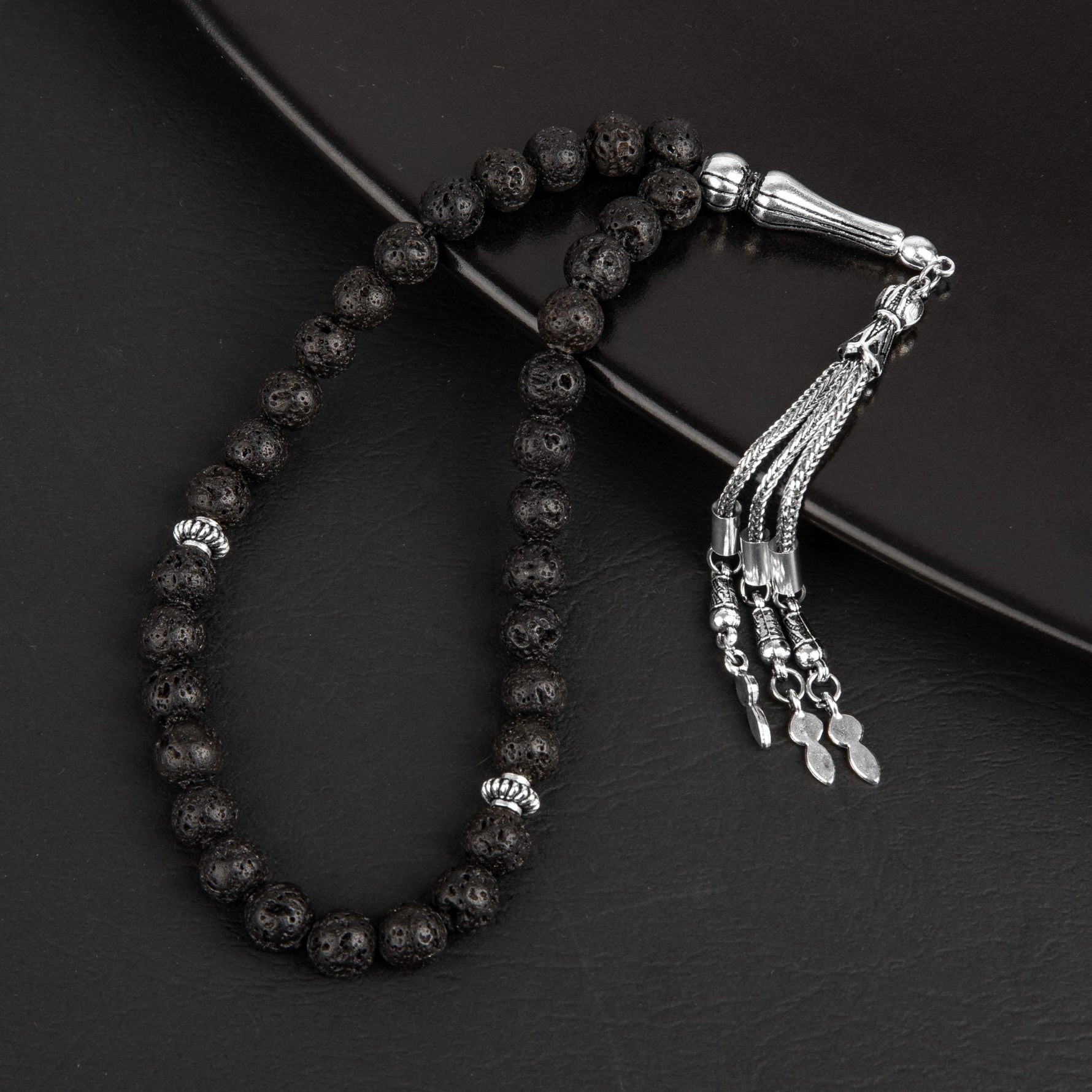 Siyah Lav Taşı Doğal Taş Tesbih 33lük - 8mm