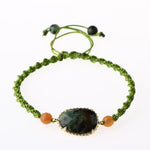 Afrika Turkuaz- Turuncu Aventurin Doğal Taş Makrome Örgü Bileklik