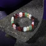 Koç Burcu Bileklik Akuamarin, Ametist, Bordo Granat Lal, Jasper, Kırmızı Akik, Pembe Kuvars, Sitrin, Yeşil Aventurin