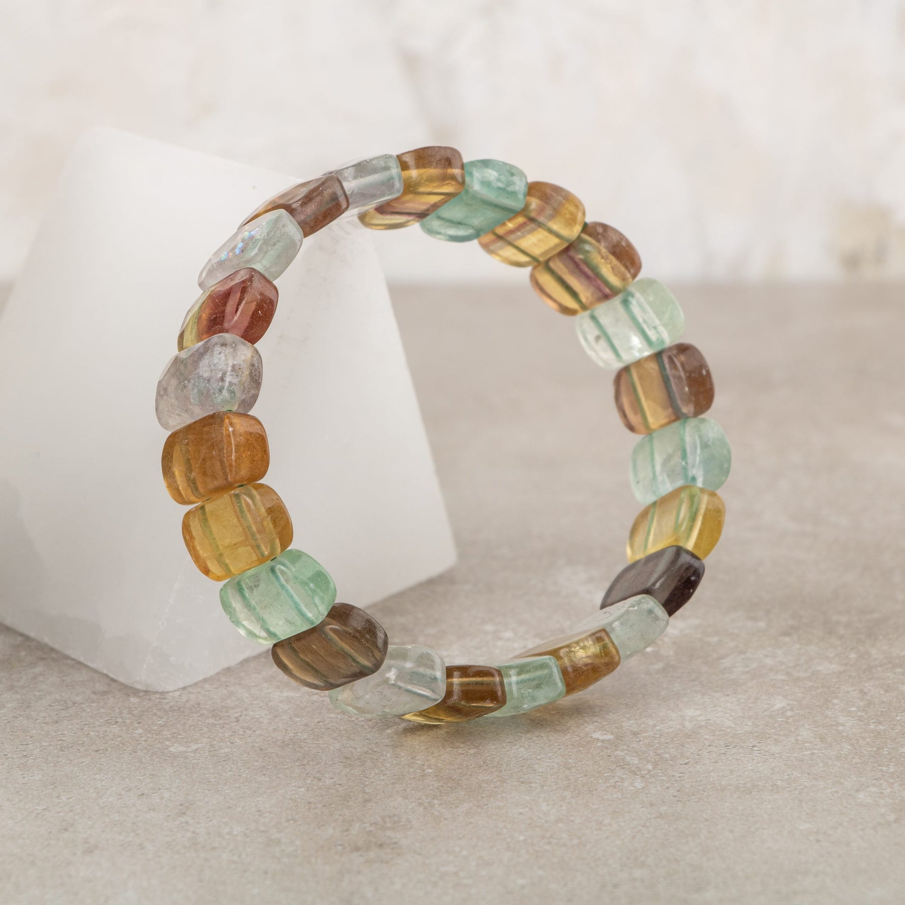 Sarı Florit Doğal Taş Geniş Kesim Bileklik