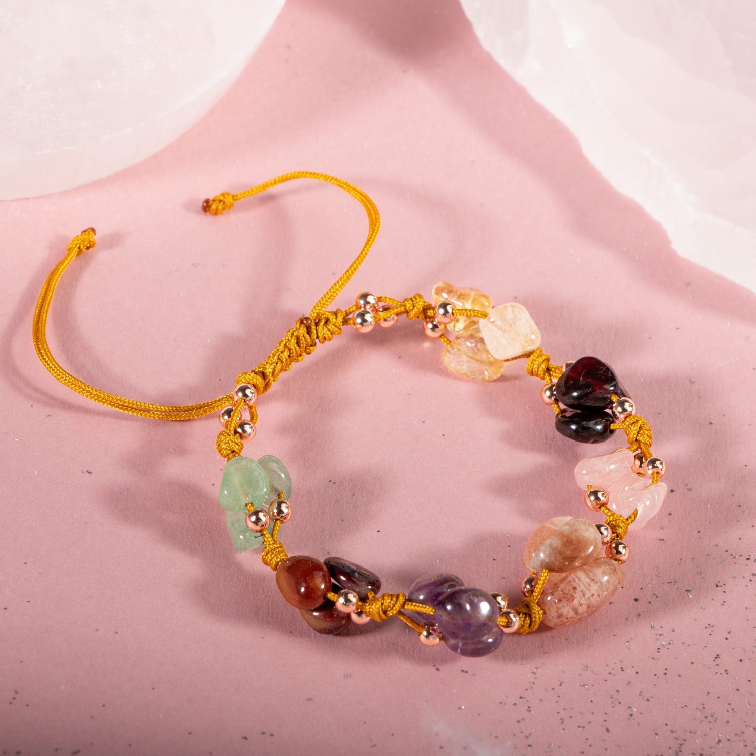 Koç Burcu Bileklik Ametist, Bordo Granat Lal, Güneş Taşı, Jasper, Pembe Kuvars, Sitrin, Yeşil Aventurin