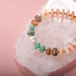 Rodonit-Güneş Taşı-Amozanit-İnci Doğal Taş Bileklik