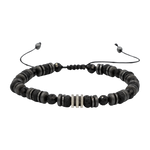 Turmalin-Siyah Lav Taşı-Hematit Doğal Taş Erkek Makrome Bileklik