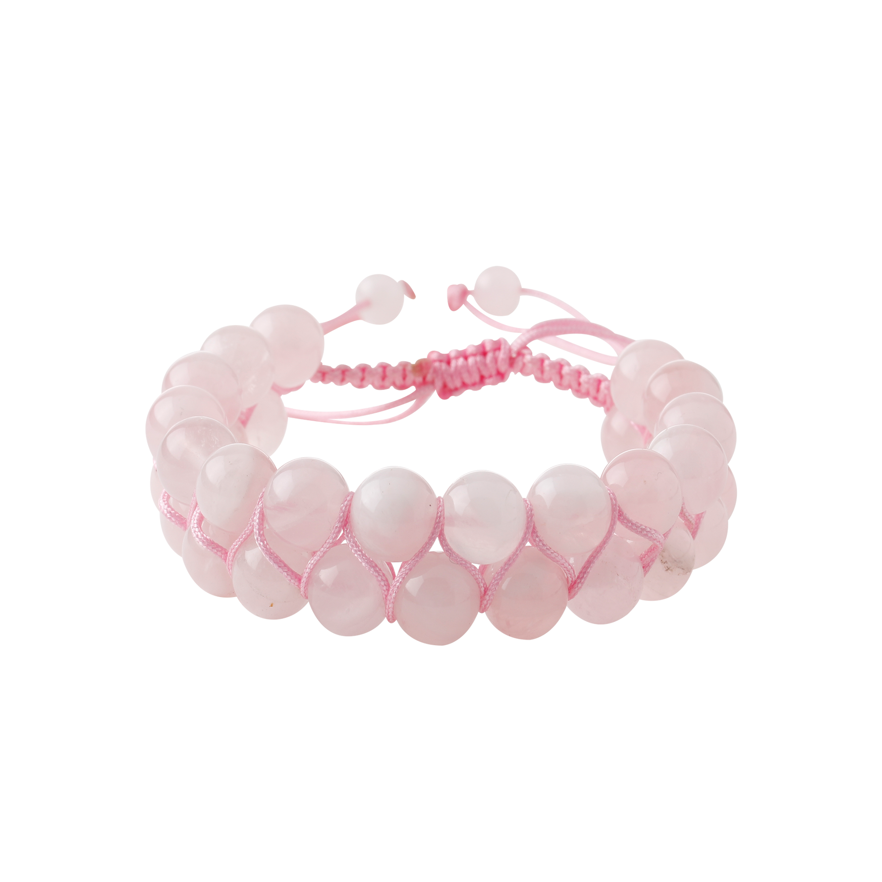 Pembe Kuvars (Gül Kuvars) 8mm Çift Sıra Makrome Doğal Taş Bileklik