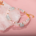 Pembe Kuvars-Akuamarin Doğal Taş Bileklik