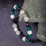 Balık Burcu Bileklik Ametist, Ay Taşı, Mavi Apatit, Pembe Kuvars, Selenit