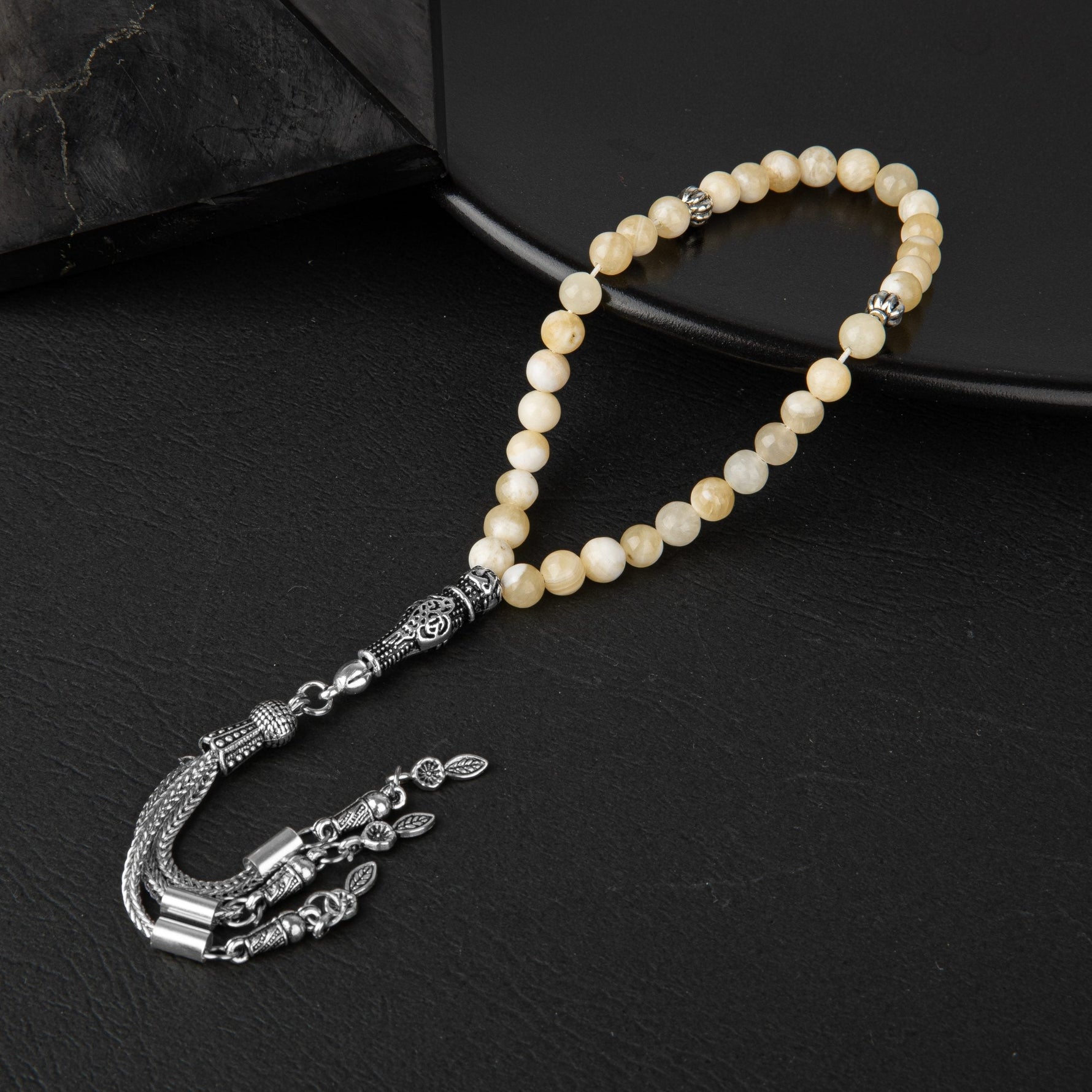 Aragonit Doğal Taş Tesbih 33lük - 6mm