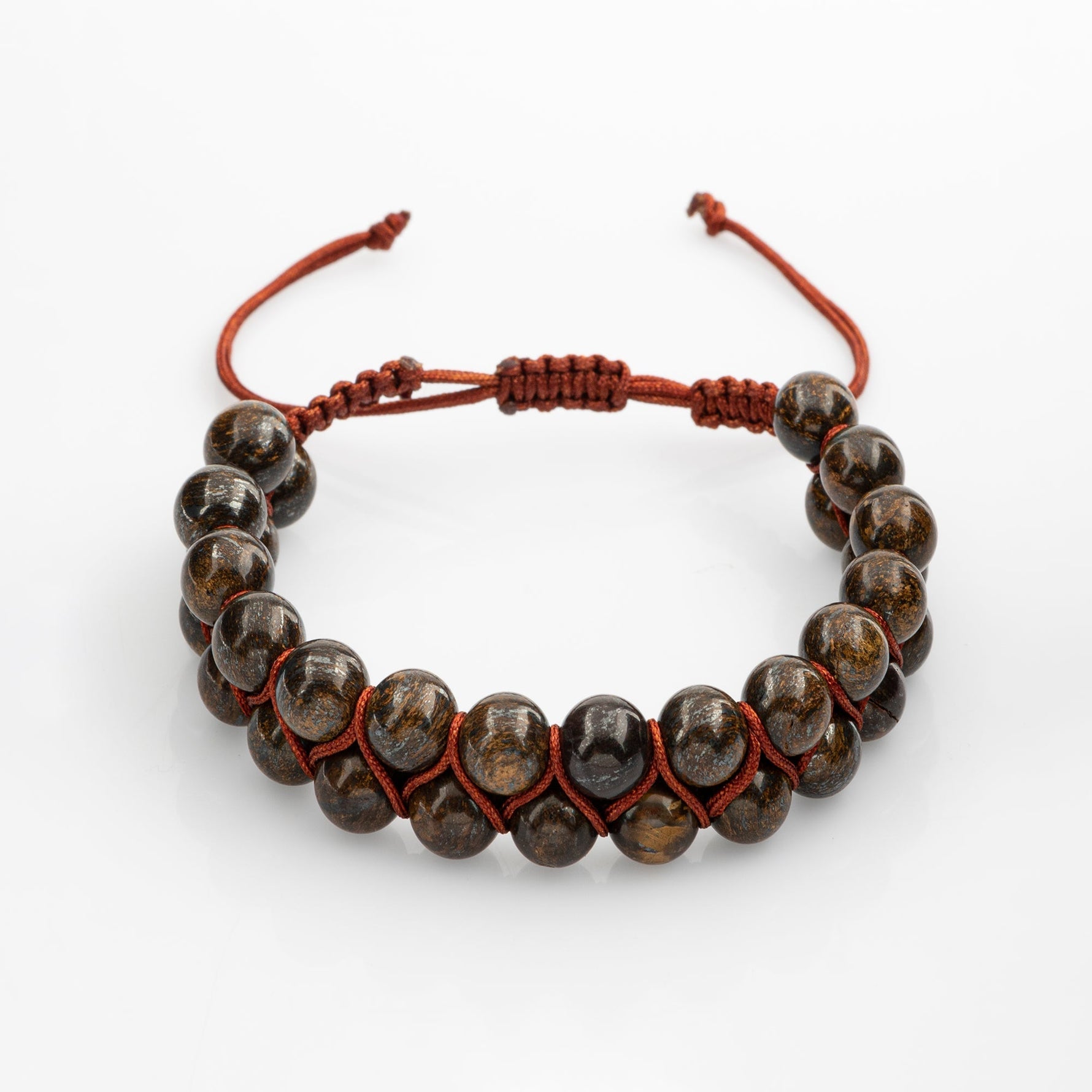 Bronzit 8mm Çift Sıra Makrome Doğal Taş Bileklik