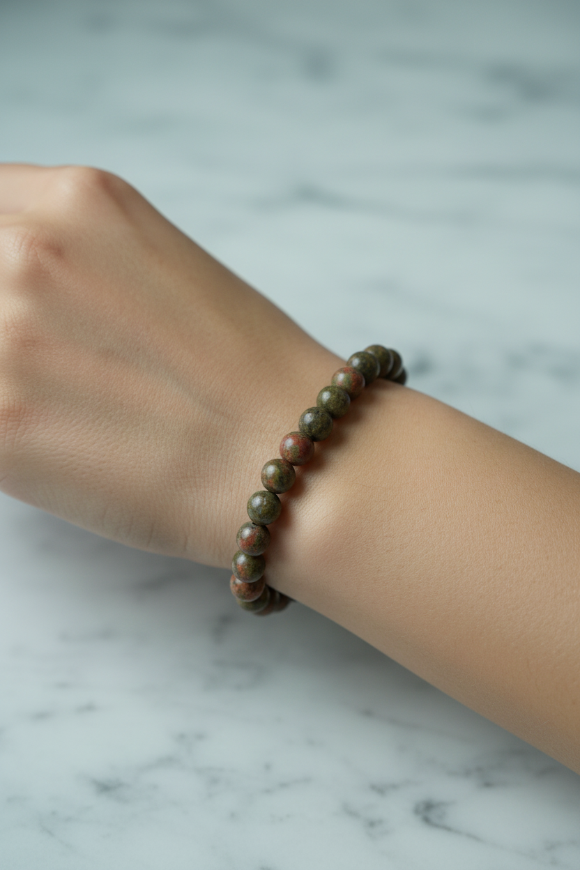 Unakit 8mm Doğal Taş Bileklik