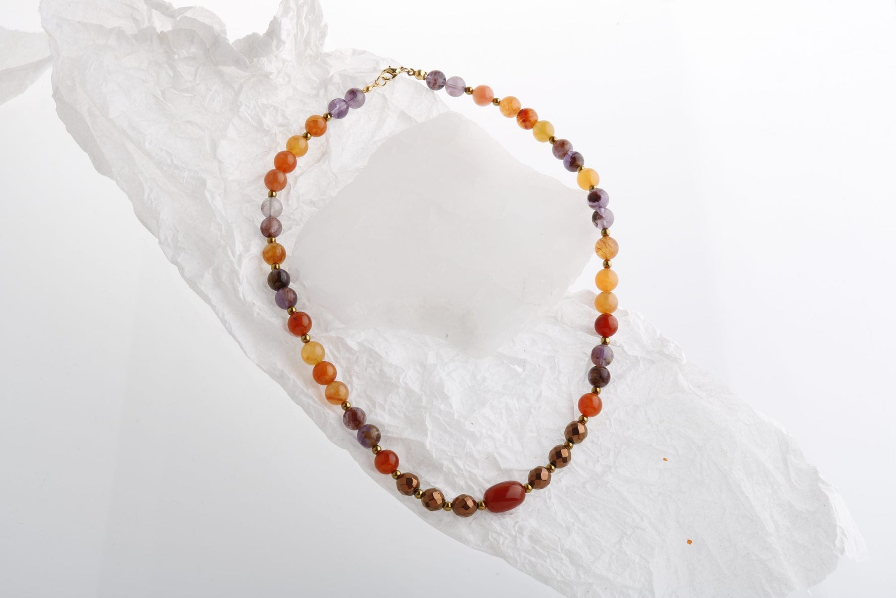 Eylül, Karnelyan Akik Ametist Doğal Taş Kolye