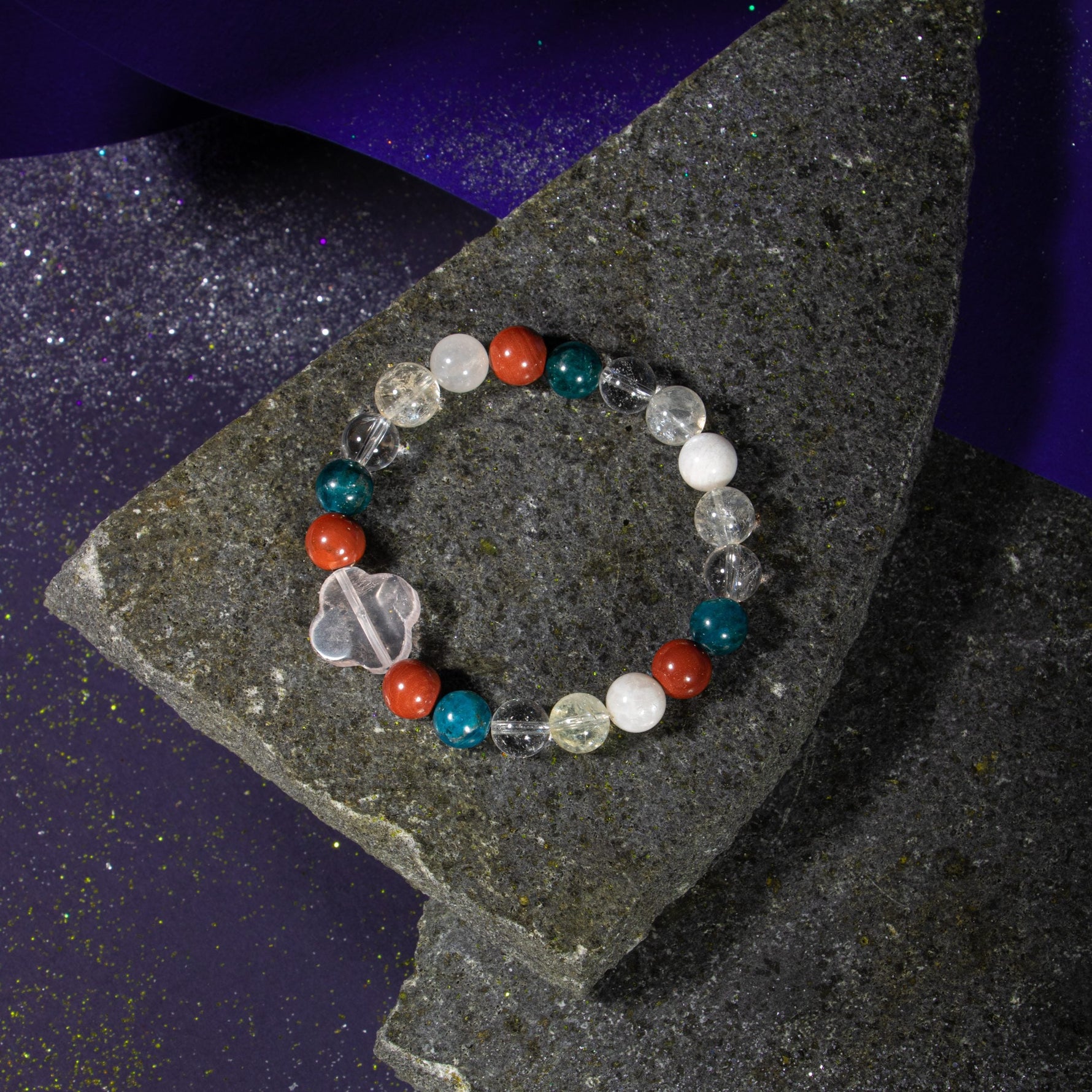 Akrep Burcu Bileklik Ay Taşı, Jasper, Kristal Kuvars, Mavi Apatit, Sitrin