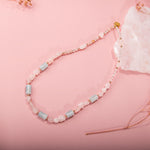 Pembe Kuvars-Akuamarin Doğal Taş Kolye