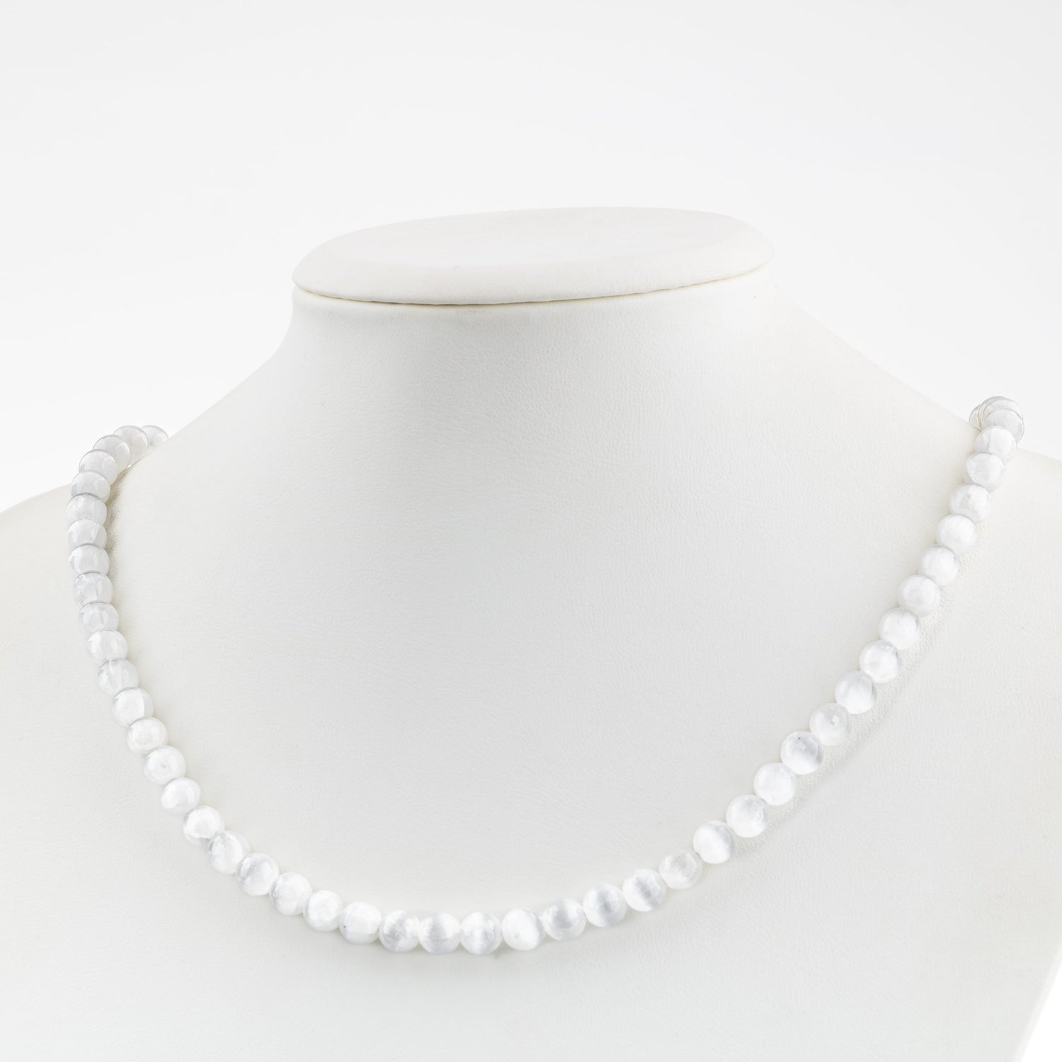 Selenit 6 mm Dizi Doğal Taş Kolye